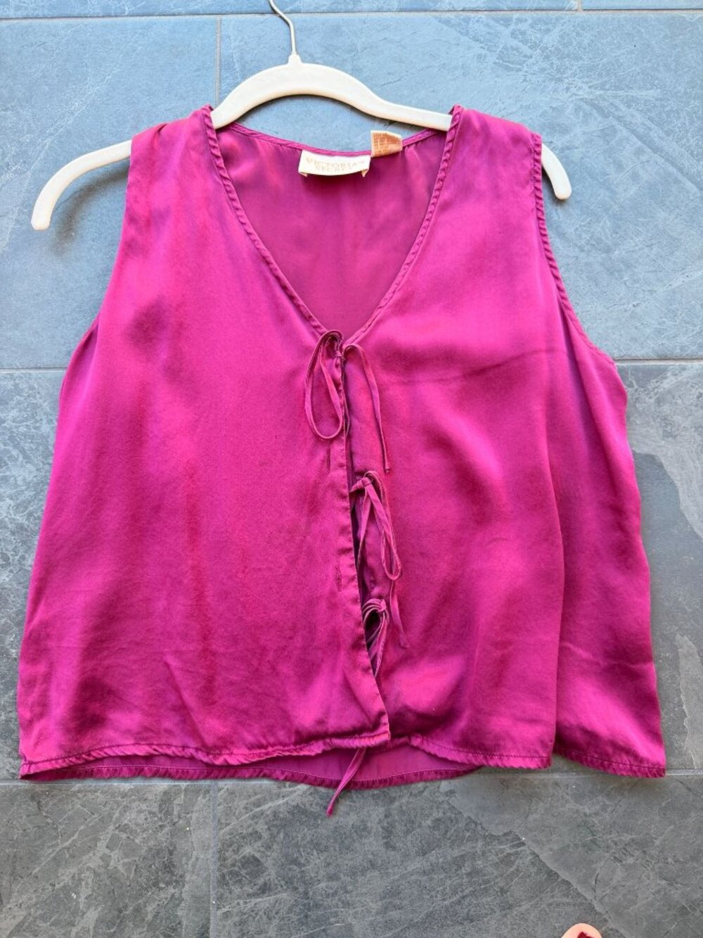 vintage y2k magenta medium victorias secret tank blouse 100% silk